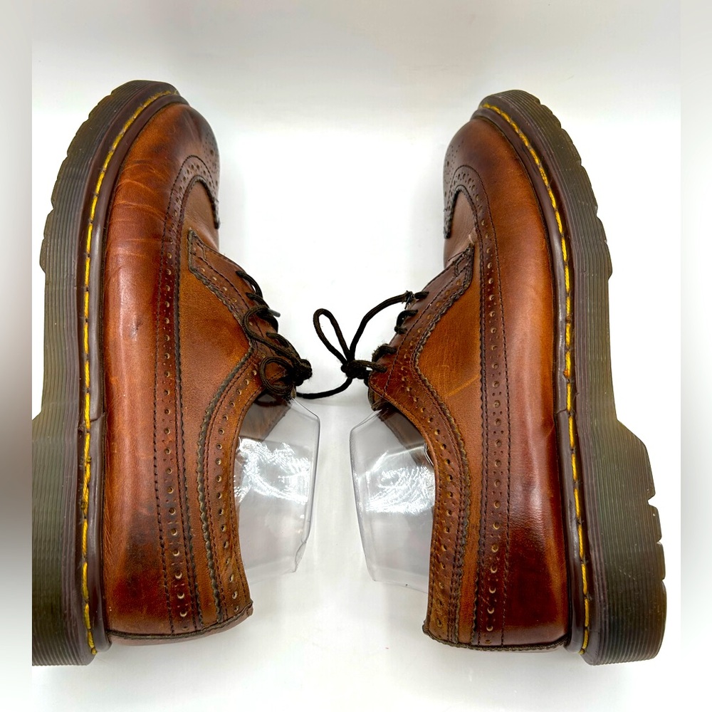 RARE Vtg Dr. Martens 3989 Made in England Wingtip Brown Brogues Oxfords Shoe 90s - Picture 3 of 14